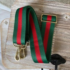 Red and Green Web Canvas Adjustable Crossbody Shoulder Purse Strap Replacement