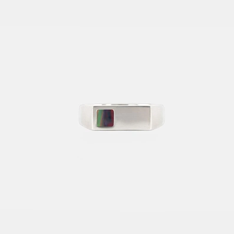 Natural Fire Black Opal Ring 925 Sterling Silver Ring signet Ring Mens ring
Opens in a new window or