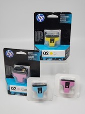 Lot of 4 HP 02 Ink Cartridges, C8775WN 2 , CB283W C8773WN Multi color Expired