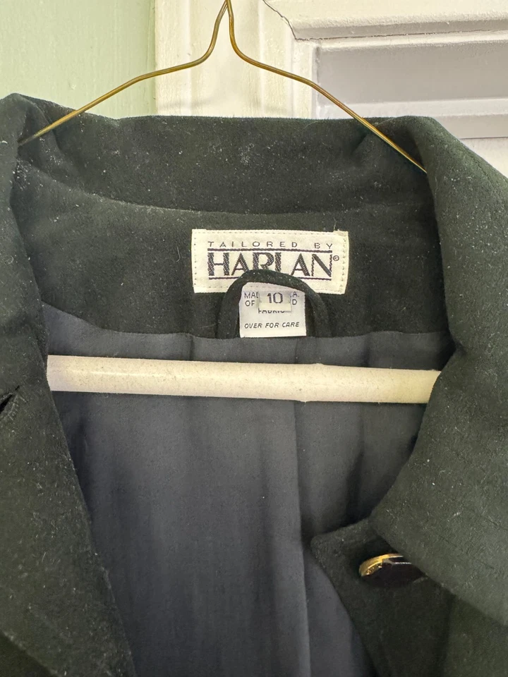 Womens Tailored by Harlan Winter Black Over Coat Ultra Suede Made in USA Sz10 Foto 3 de 4