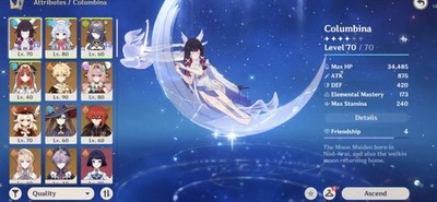 (NA) AR 56 Columbina Lauma Nicole Durin Varesa + More - Genshin Impact Account