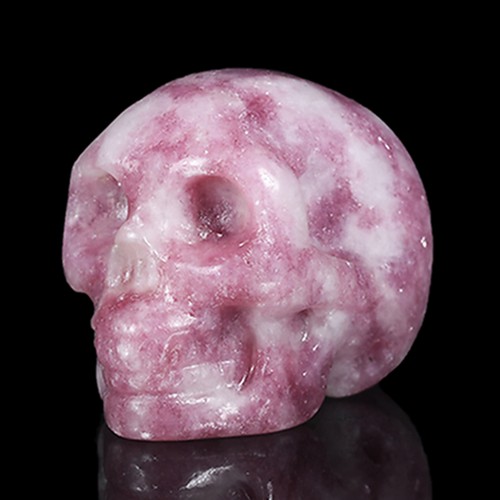 0.98" Natural Lepidolite Hand Carved Crystal Skull Collectibles, #38P43