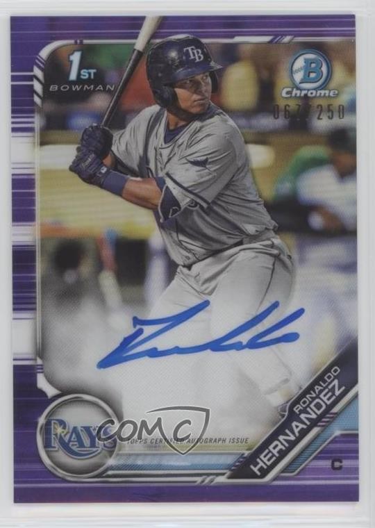 2019 Bowman Chrome Prospect Purple Refractor 67/250 Ronaldo Hernandez Auto 2f9