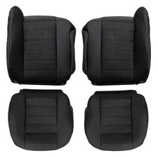 Front Driver and Passenger Side Bottom  Top Back Replacement Seat Covers Black