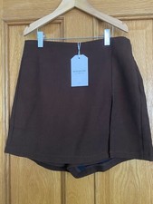 RETRO&ICONE Women's Brown Skort Size S High Rise Woven Flat Front Casual