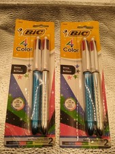 WOW! BIC 4 Color Metallic Barrel Shine MEDIUM Pens (2 Packs of 2)