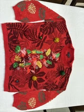 33 Degrees Ugly Christmas Sweater, Flamingos/Birds Red XXL