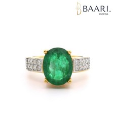 3CT AGL Certified Natural Emerald Ring Diamond Gold Yellow 18k Real Vivid Green