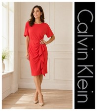 Calvin Klein Coral Dolman Short Sleeve Ruffle Sheath Dress Plus Size 22W NWT