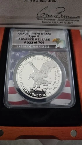 U.S. Mint 2021 American Silver Eagle Type II ANACS PR70 DCAM Advance Release