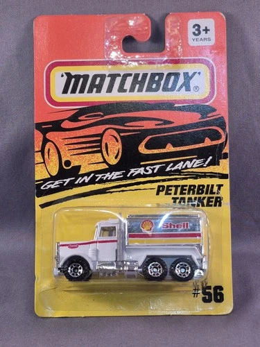 Vintage 1993 Matchbox Peterbilt Tanker Truck White Shell Oil MB56 Diecast 1:64