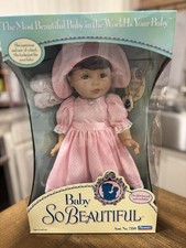 Playmates Baby So Beautiful Baby Doll 1995 nuovo con scatola Brn capelli-occhi vestito rosa