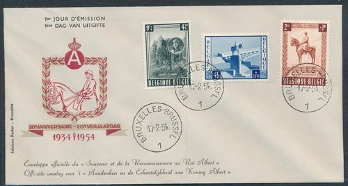 LS84503 Belgium 1954 Albert I monument FDC used
