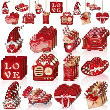 36 Pcs Valentine's Day Wood Ornaments Valentines Tree Decorations Valentines ...