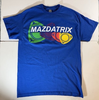 Mazdatrix T-shirt Rotary Engine Signal Hill California Rare Cars Blue Medium