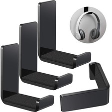 4 Pieces Headphone Hanger Headset Stand Holder Adhesive Wall Mount Hook Black