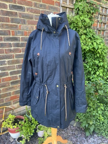 Giacca Taylor impermeabile con cappuccio Fat Face blu navy donna UK 16 - Foto 2 di 8