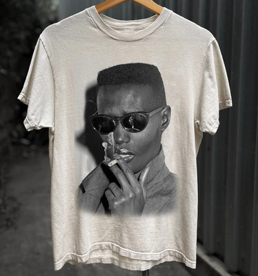 Rare Grace Jones Big Face WHite Cotton T Shirt Full Size S-5XL