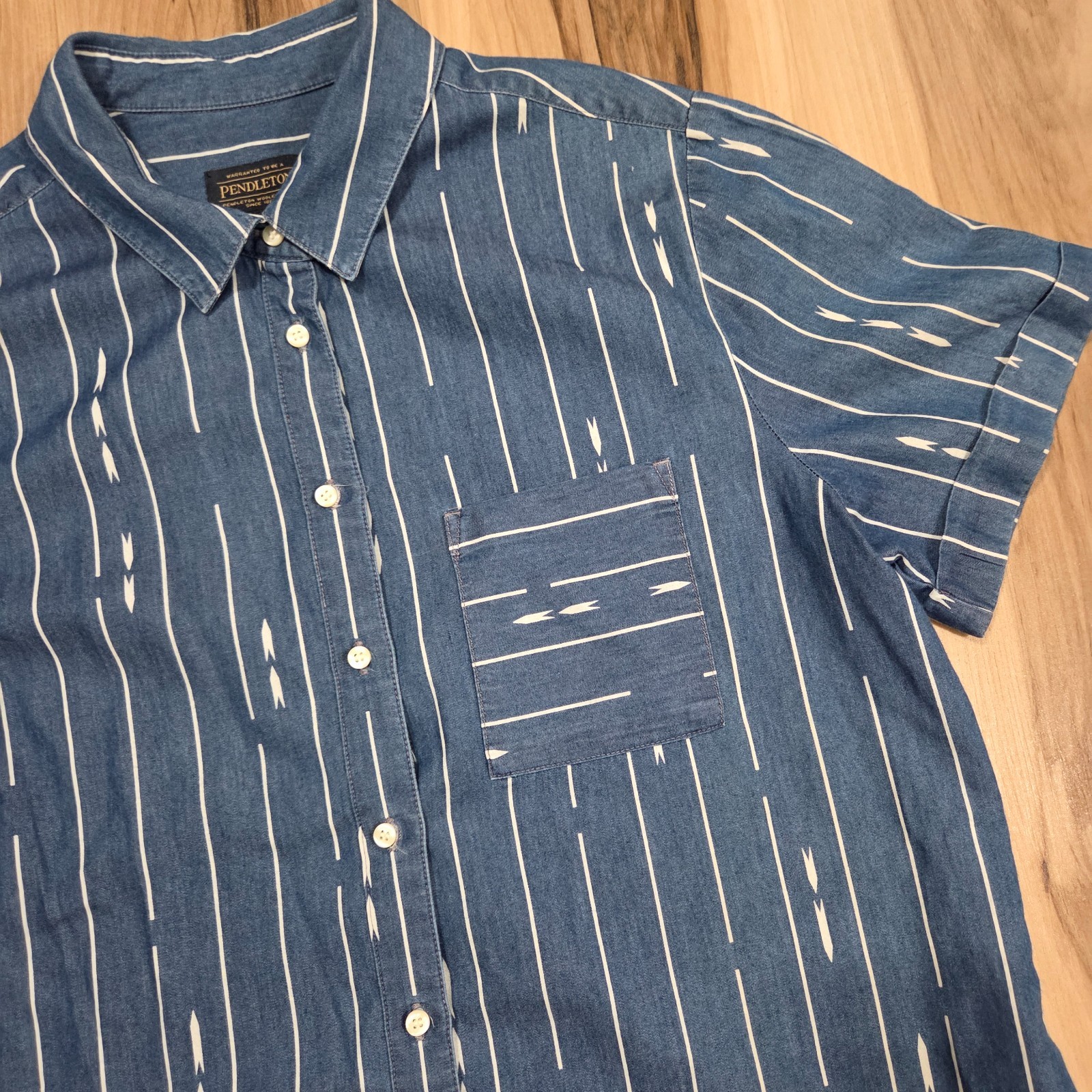 Pendleton Shirt Womens Large Button Up Chambray S… - image 4