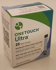 One Touch Ultra Glucose Test Strips 25 Count Exp. 5/31/26 Sealed New