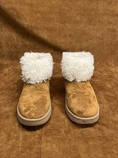 Tan Suede Fur-Lined Winter Slippers Non-Slip Snowflake Sole Ultra Cozy