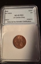 2000 LINCOLN MEMORIAL US 1 CENT PENNY ERROR OFF CENTER STRIKE High Grade BU.