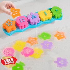 Bath Toys 1-3yr Mold Free 20pc Shape Sorting Stacking Floating Toddler Baby Tub