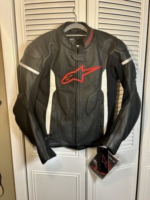 Alpinestars Leather Motorcycle Jacket USA 42/ EUR 52 Black Faster Airflow New