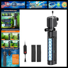 Aquarium Filter with UV, 450GPH for 40-150 Gallon Tanks, Submersible with Timer
