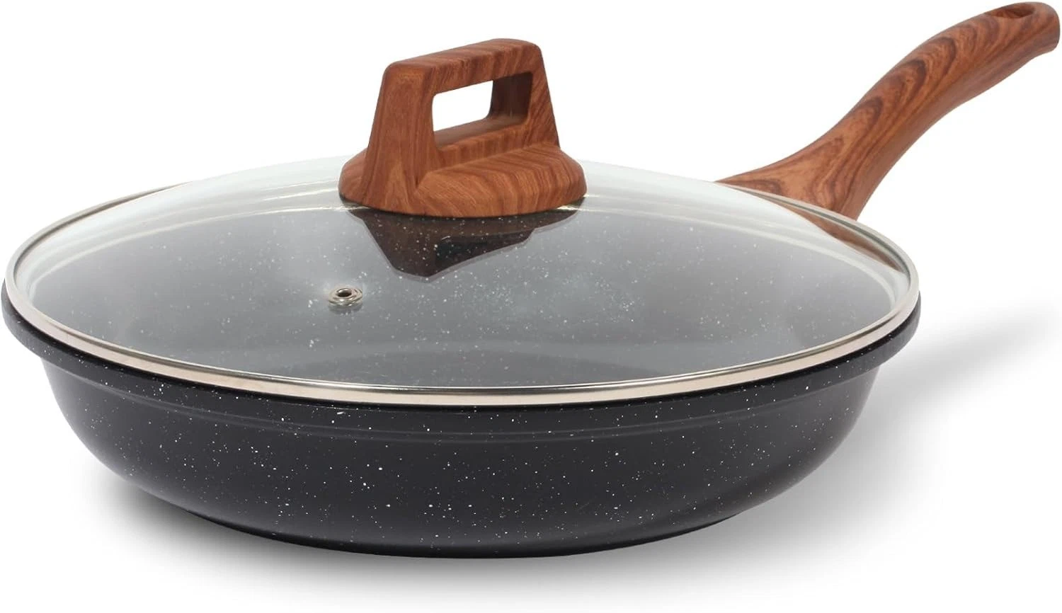 8" Ceramic Coating Non-Stick Frying Pan Skillet with Lid, Kitchen Cooking Pans