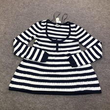 Aeropostale Sweater Dress Womens Small Blue Striped Fit & Flare Long Sleeve