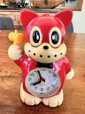 Antique Norakuro Red Cat Alarm Clock RARE