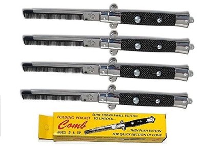 RI Novelty Switch Blade Combs 4 Per Order 1 Count (Pack of 4), Black