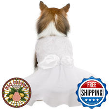 QBLEEV Dog Wedding Dress Small White Lace Tutu Skirt Flower Girl Attire