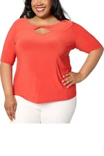 Attitudes by Renee Women's Como Jersey Twist Neck Top Chili