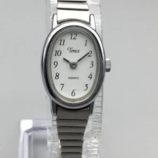Timex Cavatina Womens Watch 18mm Oval Silver Tone Expansion Band New Battery