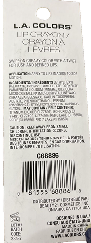LA Colors C68886 Lip Crayon "Trill"-Brand New-SHIPS N 24 HOURS - Picture 4 of 4