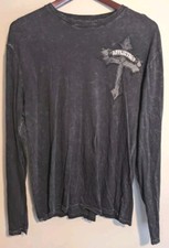 Affliction Live Fast Long Sleeve Black/Gray Shirt Size XL Graphic Skull USA Made