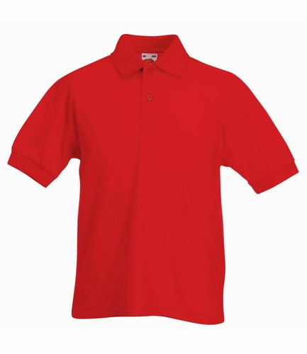 Fruit Of The Loom Polo Shirt Boys Girls Kids School PE T-Shirt Tee Ages 3 To 13 - Picture 4 of 13