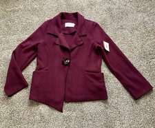 Nwt! Janska Women's Fleece Jacket Sweater 1-button Usa Made Small Purple/port