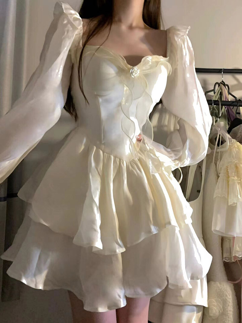 Japanese Princess Sweet Girls A-Line Dress Puff Sleeve