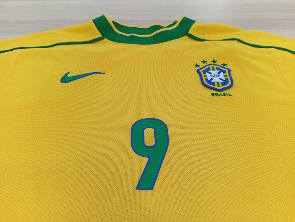Nike Brazil 1998 Ronaldo #9 Home Replica (US M Size Nike Brazil 1998 Ronaldo #9 Home Replica (US M Size