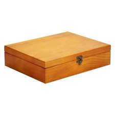 Wooden Memory Keepsake Storage Box with Hinged Lid-Clasp Trinket Box Lined