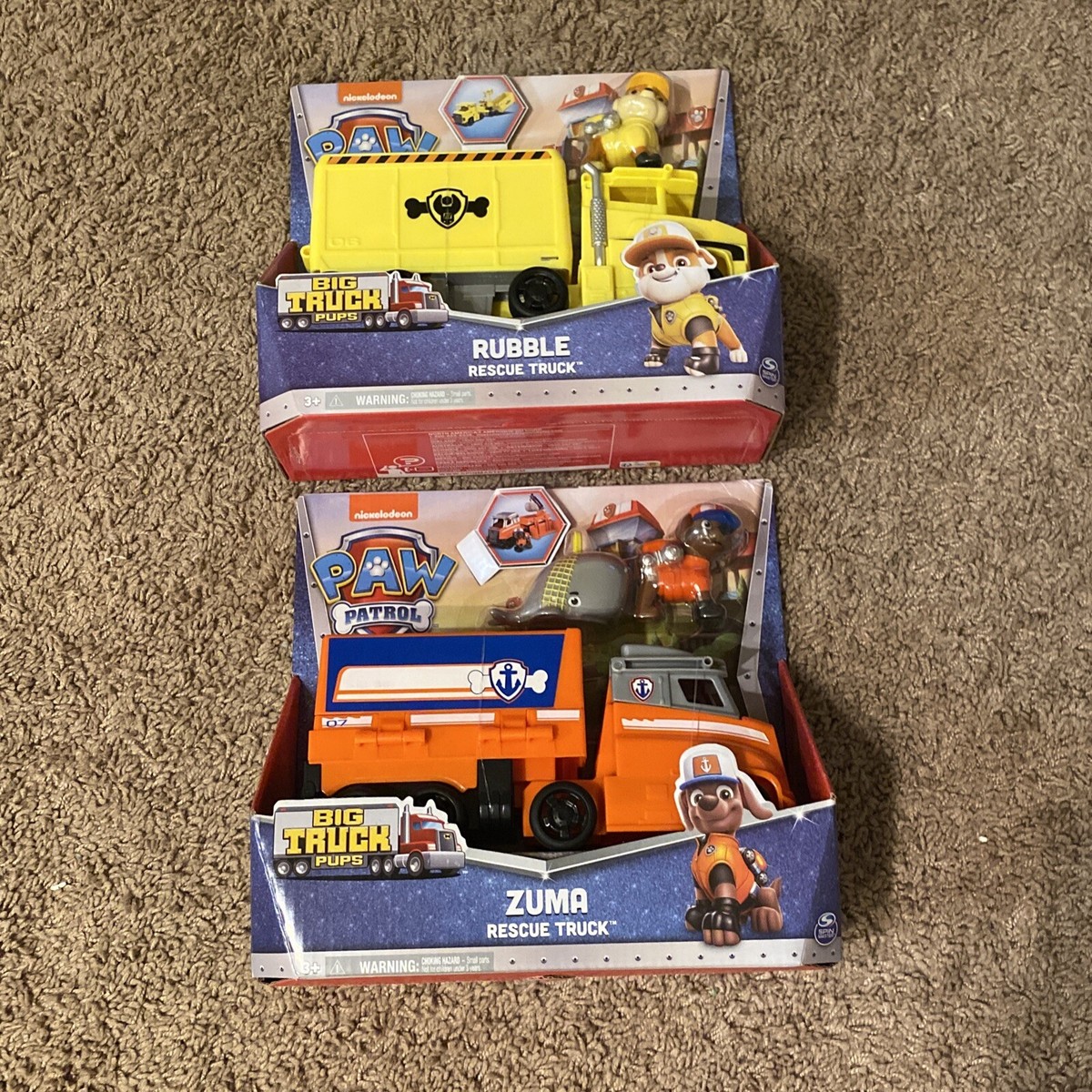 Paw Patrol Big Truck Pups ZUMA RUBBLE Rescue Trucks W/ Figure