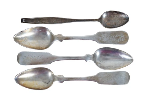 4 Antique 19th Century Spoons William Wise Brooklyn Coin Silver Gorham Sterling