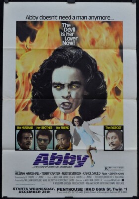 Abby 1974 ORIGINAL 29X43 MOVIE POSTER CAROL SPEED WILLIAM MARSHALL TERRY  CARTER