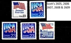 Set of 5 Coil Singles MNH Scott's 2605 2606 2607 2608 & 2609