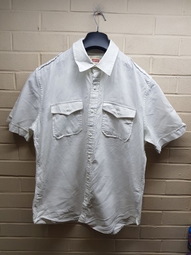 Levi's Vintage Men's Ivory Short Sleeve Linen Casual Shirt Size Large - Picture 2 of 8