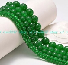Natural Malay Green Jade Smooth Round Loose Beads 15" 4mm 6mm 8mm 10mm 12mm