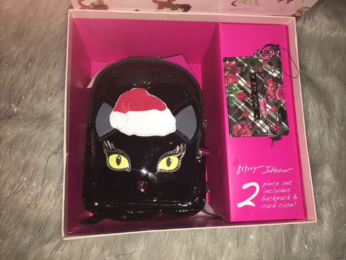 Betsey Johnson Christmas Black Cat Backpack & Cardholder Betsey Johnson Black Christmas Santa Hat Cat Backpack Purse  main image 3